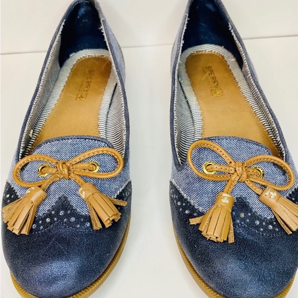 Sperry Top-Sider Women's Harper Oxford Cloth Wedge Pump Navy/midnight size 8 - Picture 3 of 10